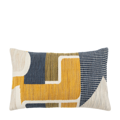 Hartdale Jacquard Cushion Ochre & Navy Feather Filled