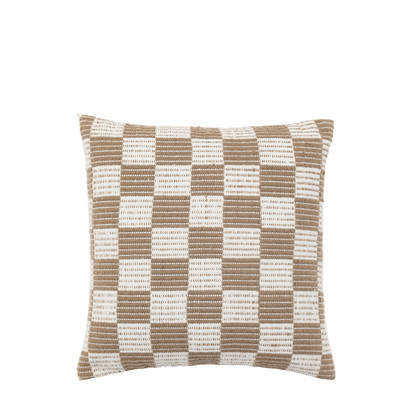 Mapleworth Check Woven Cushion Taupe Poly Filled