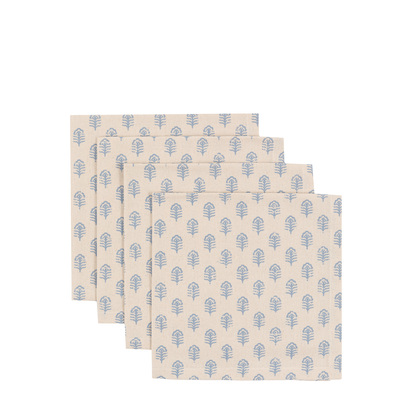 Brookwell Floral Stamp Napkins Blue 4pk