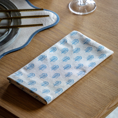 Brookwell Floral Stamp Napkins Blue 4pk