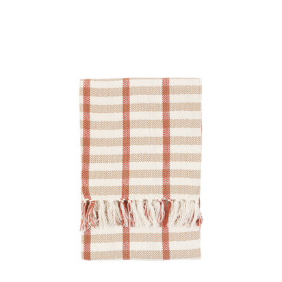 Sunningdale Grid Woven Throw Rust/ Natural