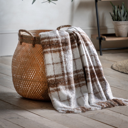 Ashton Faux Mohair Throw Tan