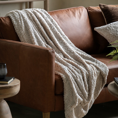 Burstead Faux Fur Throw Natural