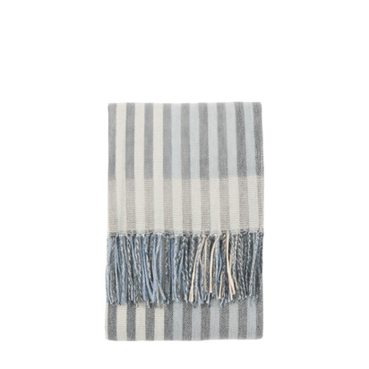 Eastcroft Jacquard Stripe Throw Blue/Nat