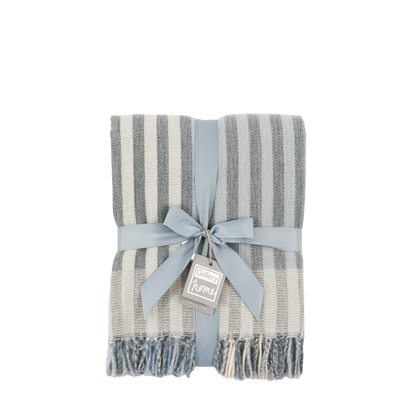 Eastcroft Jacquard Stripe Throw Blue/Nat