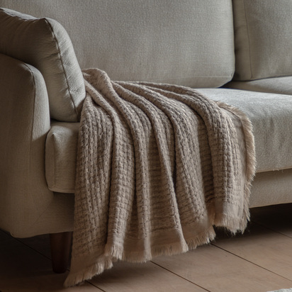 Kingsbridge Touch Waffle Throw Natural