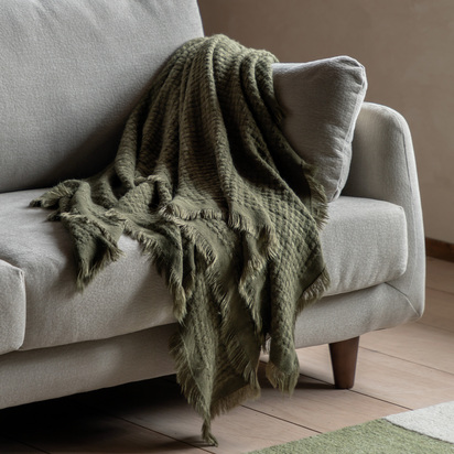 Kingsbridge Touch Waffle Throw Olive