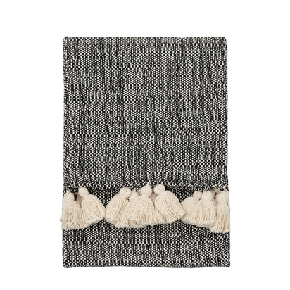 Studio Woven Throw with Tassels Black