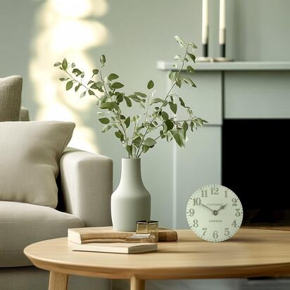 Alder Mantel Clock Pearl Green 6in  - 6 Inch