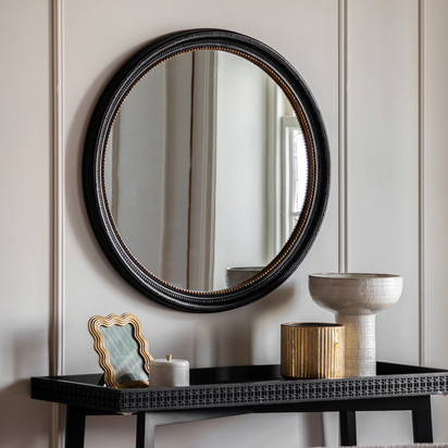 Hadgate Round Mirror Black