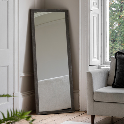 Henfield Leaner Mirror Marbled Grey  - Large