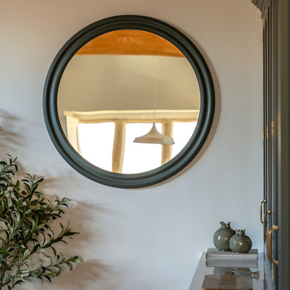 Langhurst Round Mirror Green  - Large