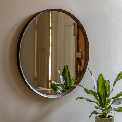 Maplehurst Round Mirror Walnut  - Large