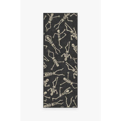 Bone Dance Black Flatwoven Rug - 75 x 215 cm - Rug + Cushioned Pad System