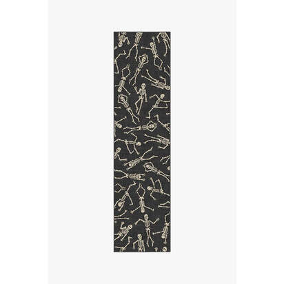 Bone Dance Black Flatwoven Rug - 75 x 305 cm - Rug + Cushioned Pad System