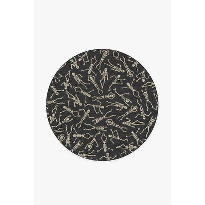 Bone Dance Black Flatwoven Rug - 185 Round cm - Rug + Cushioned Pad System