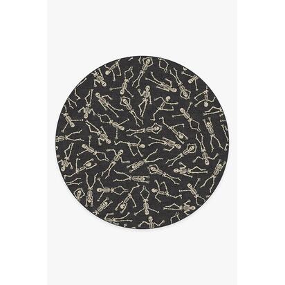 Bone Dance Black Flatwoven Rug - 245 Round cm - Rug + Cushioned Pad System