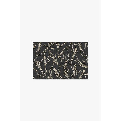 Bone Dance Black Flatwoven Rug - 60 x 90 cm - Rug + Cushioned Pad System