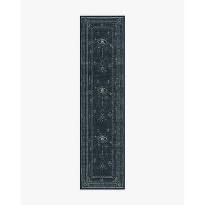Velith Midnight Blue Flatwoven Rug - 75 x 305 cm - Rug + Pad System