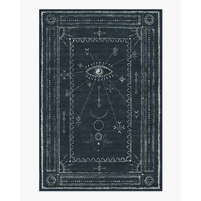 Velith Midnight Blue Flatwoven Rug - 185 x 275 cm - Rug + Pad System