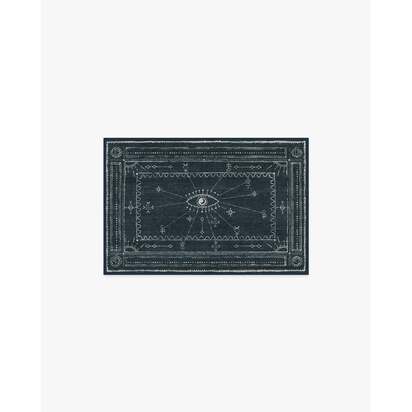 Velith Midnight Blue Flatwoven Rug - 60 x 90 cm - Rug + Cushioned Pad System