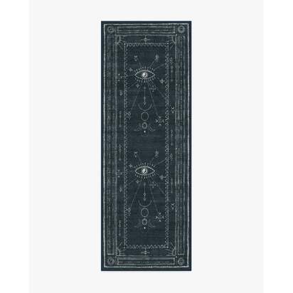 Velith Midnight Blue Flatwoven Rug - 75 x 215 cm - Rug + Cushioned Pad System