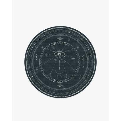 Velith Midnight Blue Flatwoven Rug - 185 Round cm - Rug + Cushioned Pad System