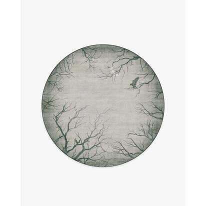 Moonshadows Grey Flatwoven Rug - 185 Round cm - Rug + Cushioned Pad System