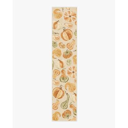 Harvest Veggies Cream Multicolour Flatwoven Rug - 75 x 365 cm - Rug + Pad System