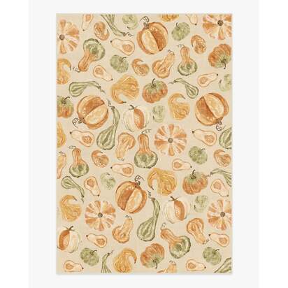 Harvest Veggies Cream Multicolour Flatwoven Rug - 200 x 290 cm - Rug + Pad System