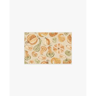 Harvest Veggies Cream Multicolour Flatwoven Rug - 60 x 90 cm - Rug + Cushioned Pad System