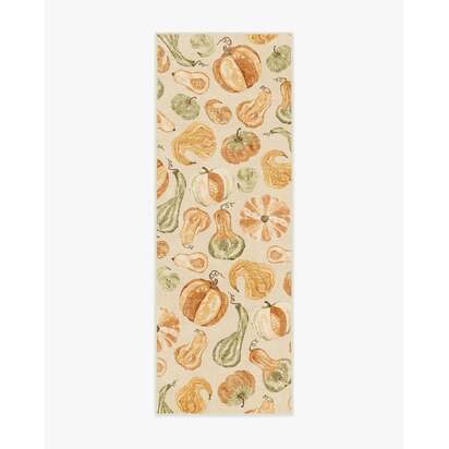 Harvest Veggies Cream Multicolour Flatwoven Rug - 75 x 215 cm - Rug + Cushioned Pad System