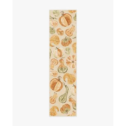 Harvest Veggies Cream Multicolour Flatwoven Rug - 75 x 305 cm - Rug + Cushioned Pad System