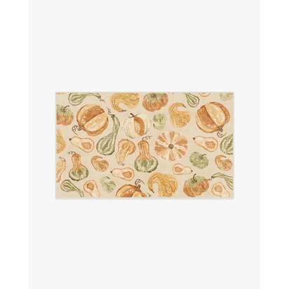 Harvest Veggies Cream Multicolour Flatwoven Rug - 90 x 150 cm - Rug + Cushioned Pad System