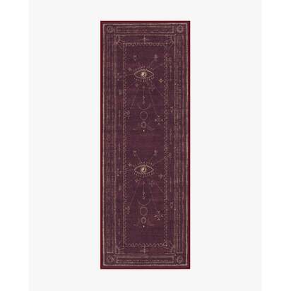 Velith Burgundy Flatwoven Rug - 75 x 215 cm - Rug + Pad System