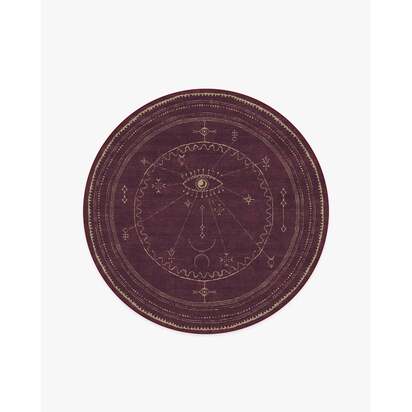 Velith Burgundy Flatwoven Rug - 185 Round cm - Rug + Pad System