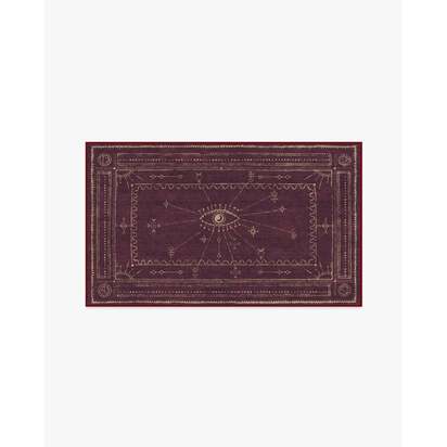 Velith Burgundy Flatwoven Rug - 90 x 150 cm - Rug + Cushioned Pad System