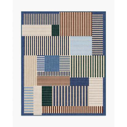 Maritime Multicolour Flatwoven Rug - 245 x 305 cm - Rug + Cushioned Pad System