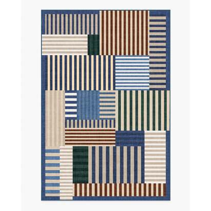 Maritime Multicolour Flatwoven Rug - 200 x 290 cm - Rug + Cushioned Pad System