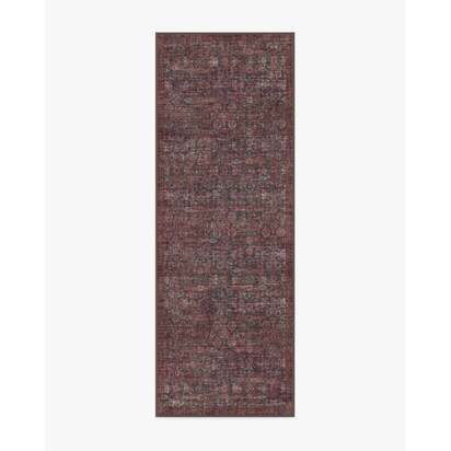 Sierra Charcoal & Burgundy Flatwoven Rug - 75 x 215 cm - Rug + Pad System