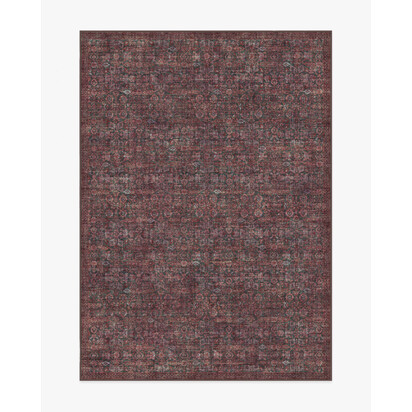 Sierra Charcoal & Burgundy Flatwoven Rug - 150 x 215 cm - Rug + Pad System