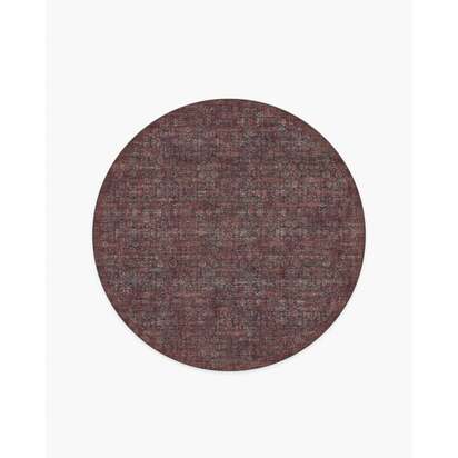 Sierra Charcoal & Burgundy Flatwoven Rug - 185 Round cm - Rug + Pad System