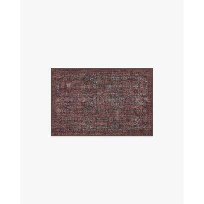 Sierra Charcoal & Burgundy Flatwoven Rug - 60 x 90 cm - Rug + Cushioned Pad System