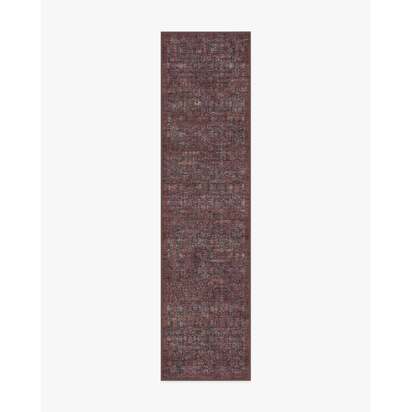 Sierra Charcoal & Burgundy Flatwoven Rug - 75 x 305 cm - Rug + Cushioned Pad System