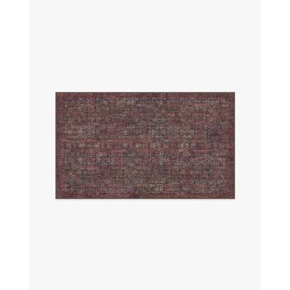 Sierra Charcoal & Burgundy Flatwoven Rug - 90 x 150 cm - Rug + Cushioned Pad System