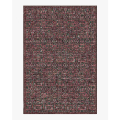 Sierra Charcoal & Burgundy Flatwoven Rug - 185 x 275 cm - Rug + Cushioned Pad System