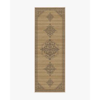 Alette Tan & Charcoal Flatwoven Rug - 75 x 215 cm - Rug + Pad System