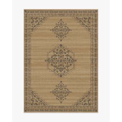Alette Tan & Charcoal Flatwoven Rug - 150 x 215 cm - Rug + Cushioned Pad System