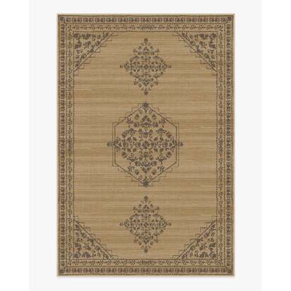 Alette Tan & Charcoal Flatwoven Rug - 185 x 275 cm - Rug + Cushioned Pad System
