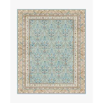 Eleanor Blue & Sand Flatwoven Rug - 245 x 305 cm - Rug + Pad System